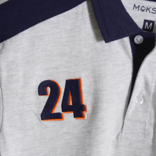 CHMPN RUGBY GREY BLUE PANEL POLO