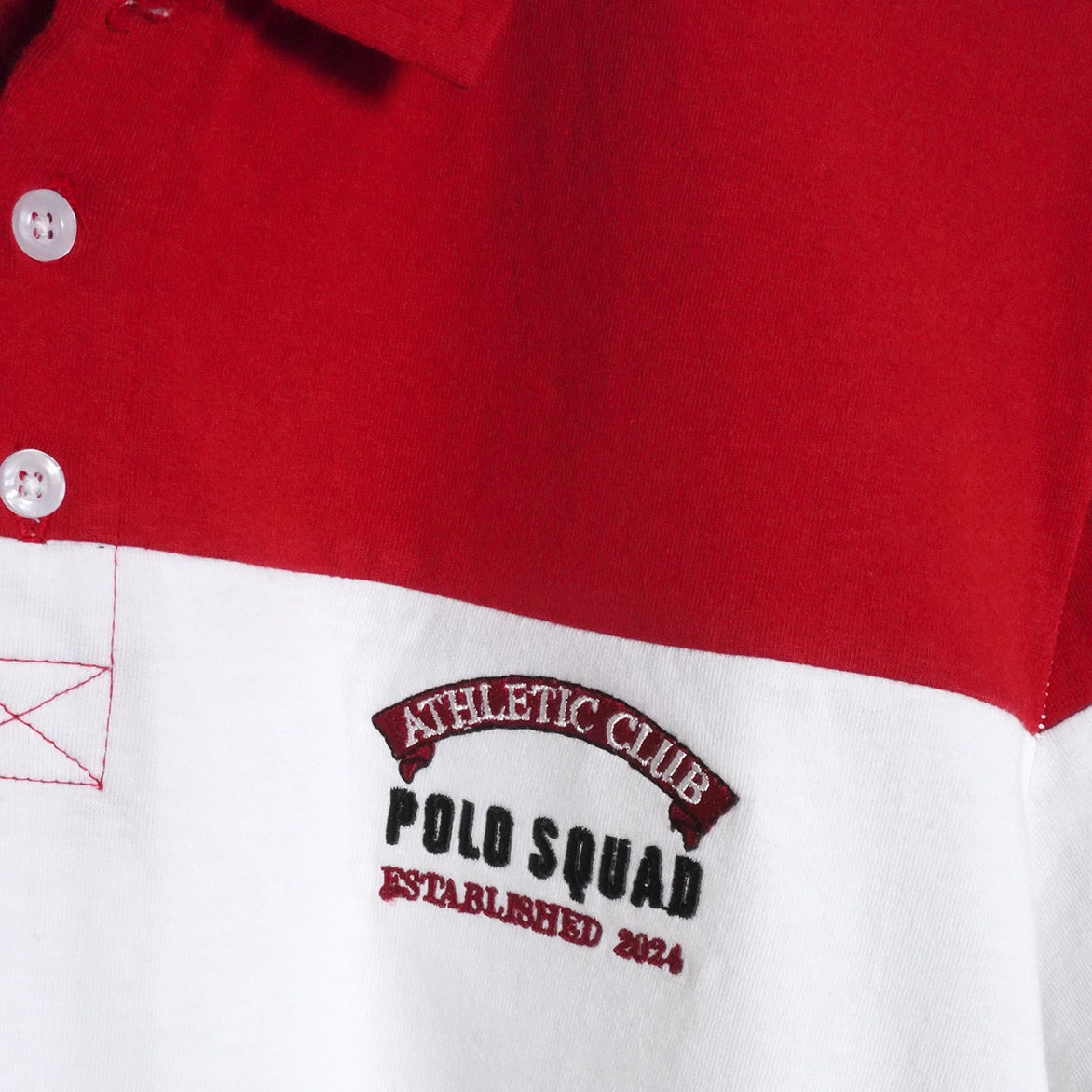 ATHLETIC CLUB RED,WHITE,PEACH PANEL POLO