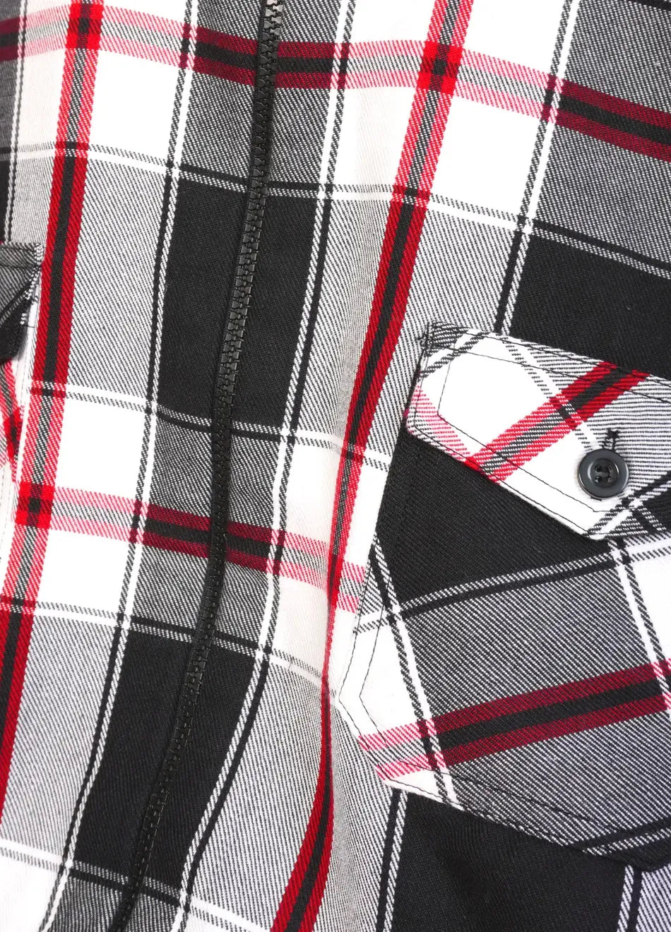 CHECKERED SHIRT WITH POCKET AND FRONT PLECKET ZIP