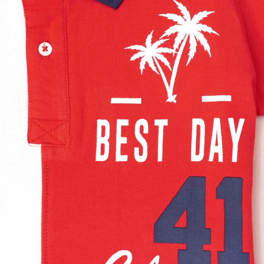 BOYS PANEL POLO WITH GRAPHIC PRINT