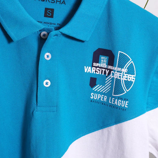 MENS PANEL POLO WITH GRAPHIC PRINT