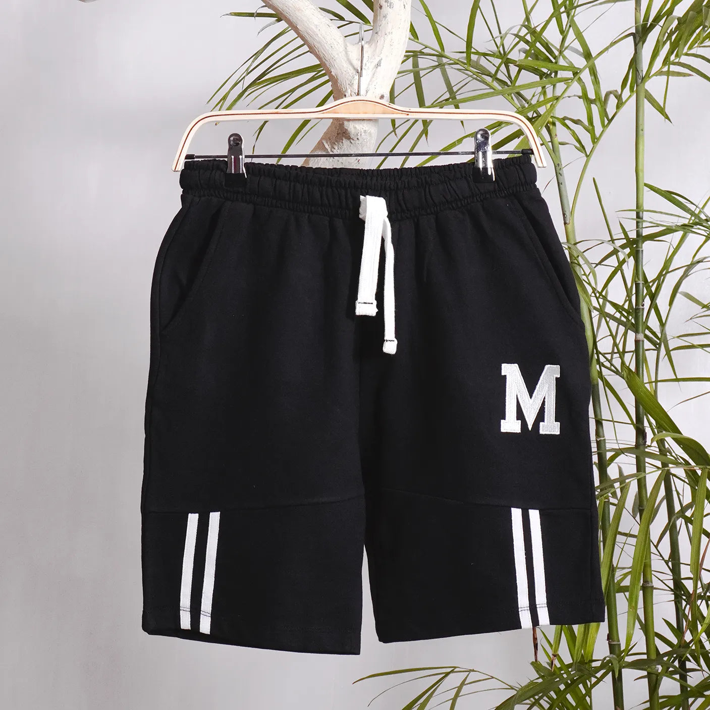 BOYS SHORT WITH WHITE STRIPES AND PANEL