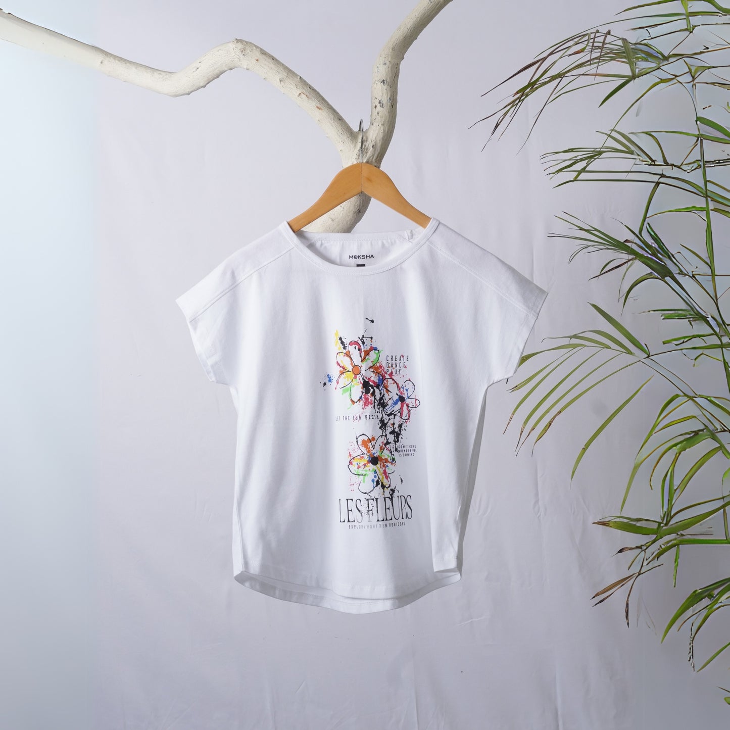 White Less Fleurs Women Graphic Tee