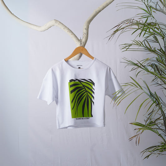 Women White Cropped Top  With Graphic Print