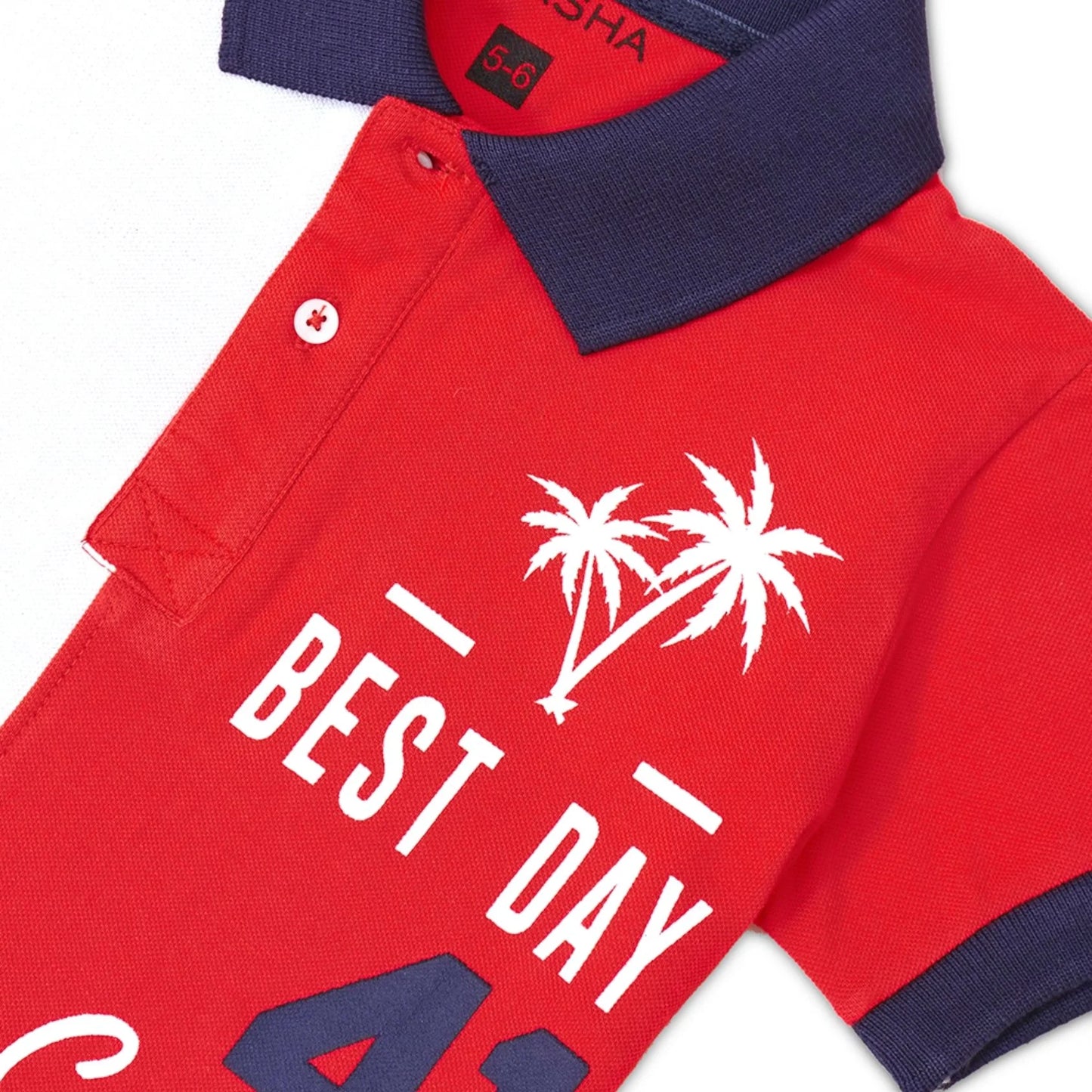 BOYS PANEL POLO WITH GRAPHIC PRINT