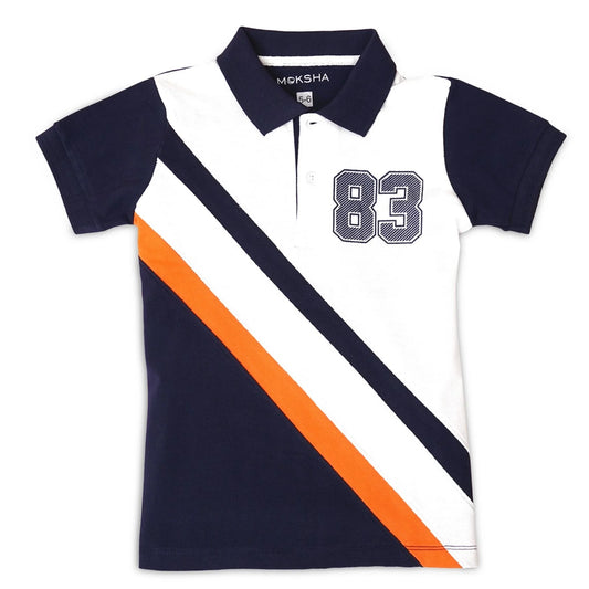 BOYS PANEL POLO WITH GRAPHIC PRINT