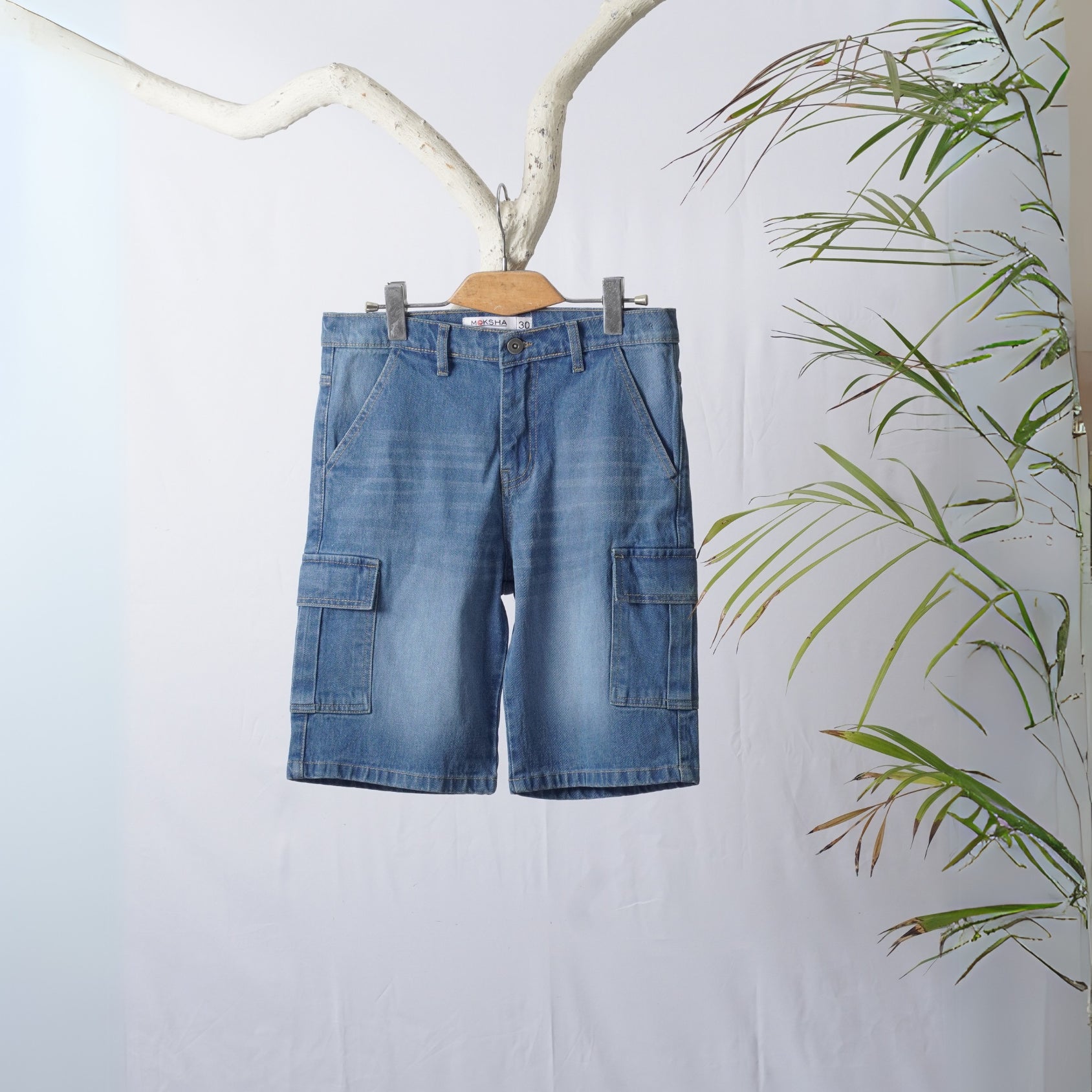 MEN DENIM CARGO SHORT