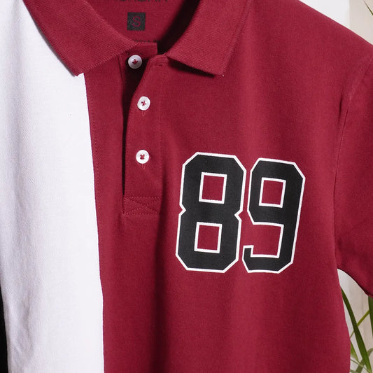 MEN PANEL POLO WITH GRAPHIC PRINT