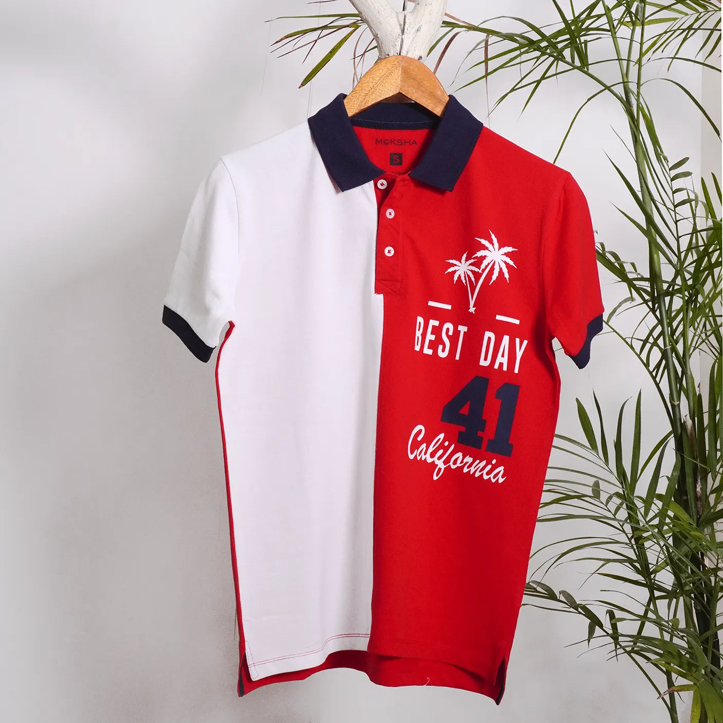 MEN PANEL POLO WITH GRAPHIC PRINT