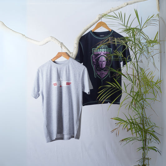 Men Crew Neck T-Shirt with Graphic Print Peck Of 2