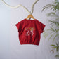 Red Something Special Elastic Graphic  Crop Top