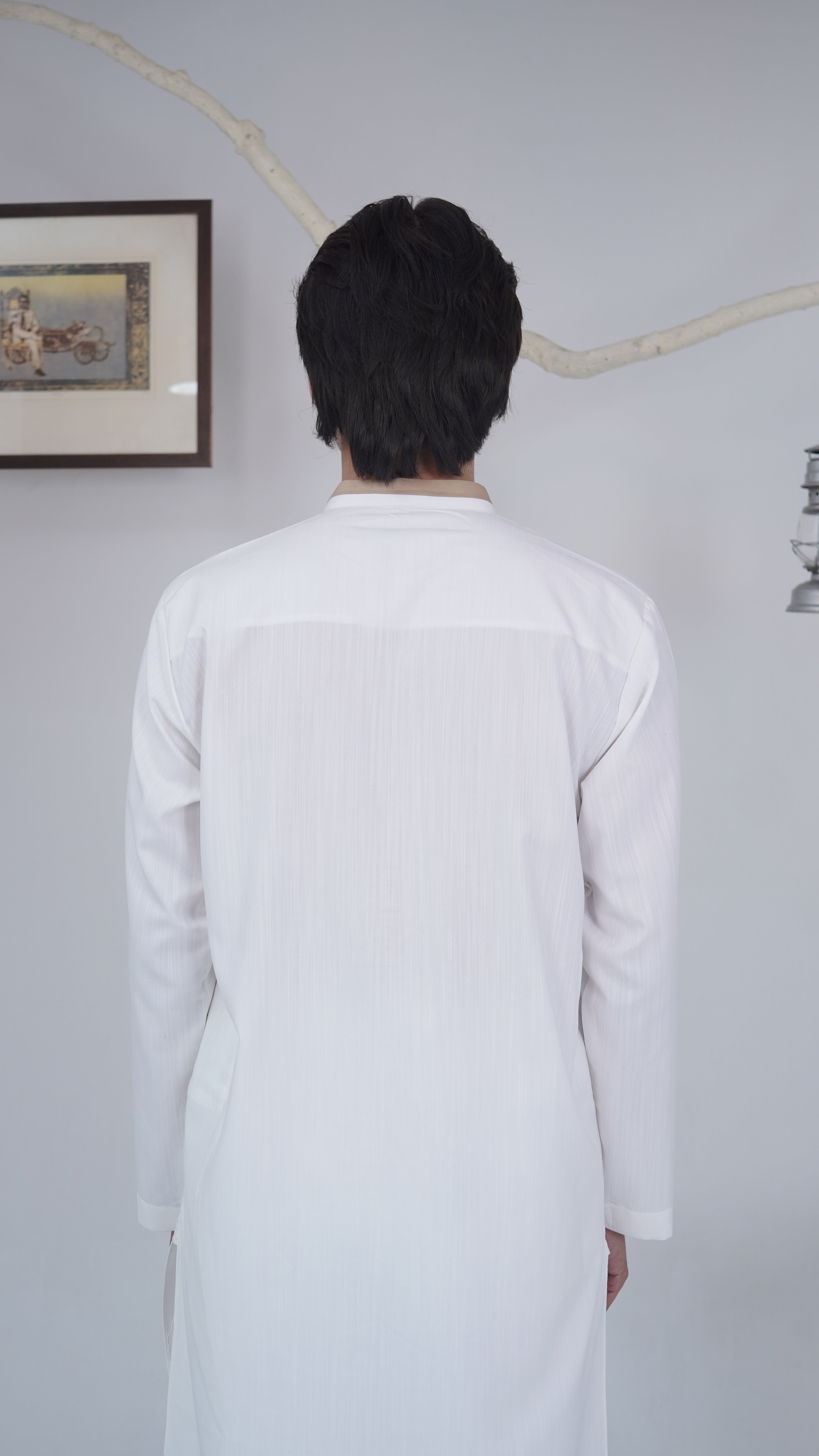 PIPING AND RUNNING STITCH SLUB WASH&WEAR KURTA
