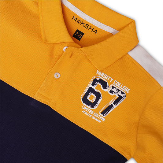 BOYS PANEL POLO WITH GRAPHIC PRINT